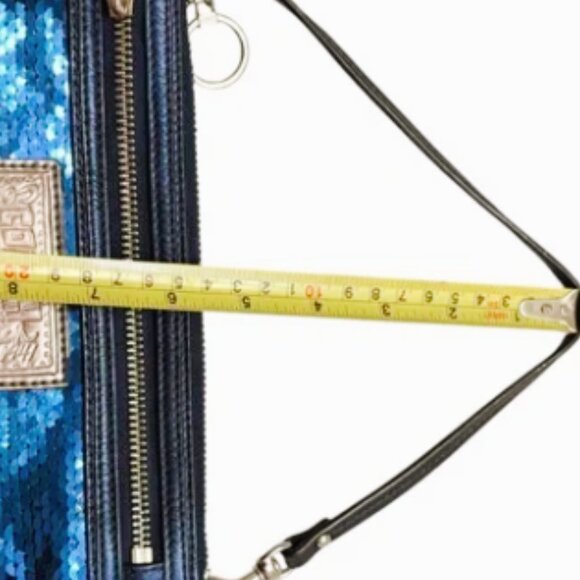 VTG Y2K Coach XL Poppy Sequin Wristlet Sapphire Blue Sparkle Purse Wallet - Picture 16 of 16